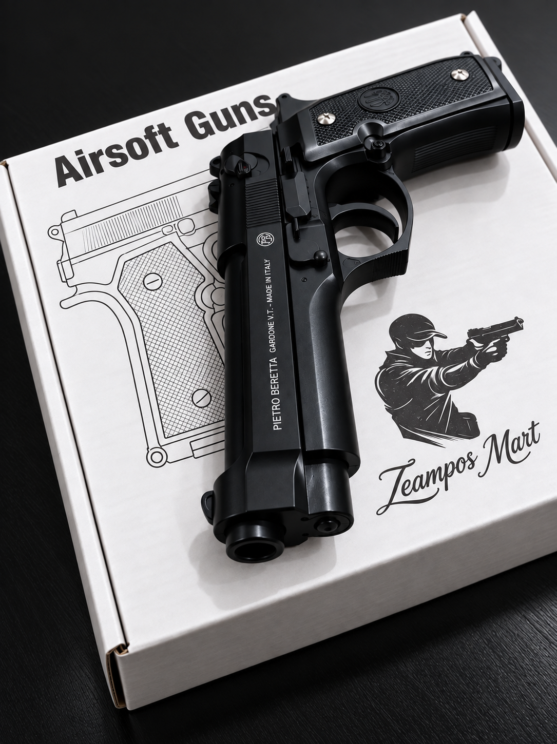 Beretta M9 Style Airsoft Pistol – Black Tactical Replica